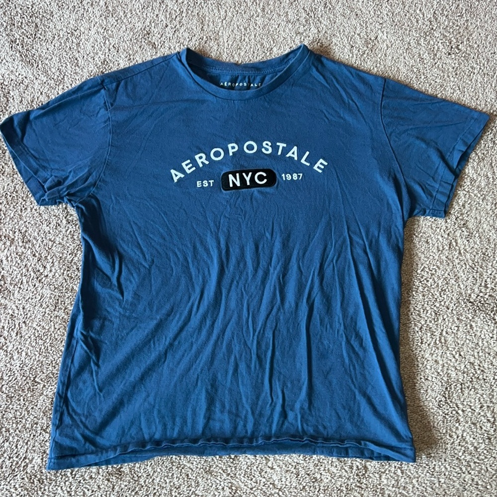Aeropostale Embroidered Logo Blue Large Short Sleeve T-Shirt